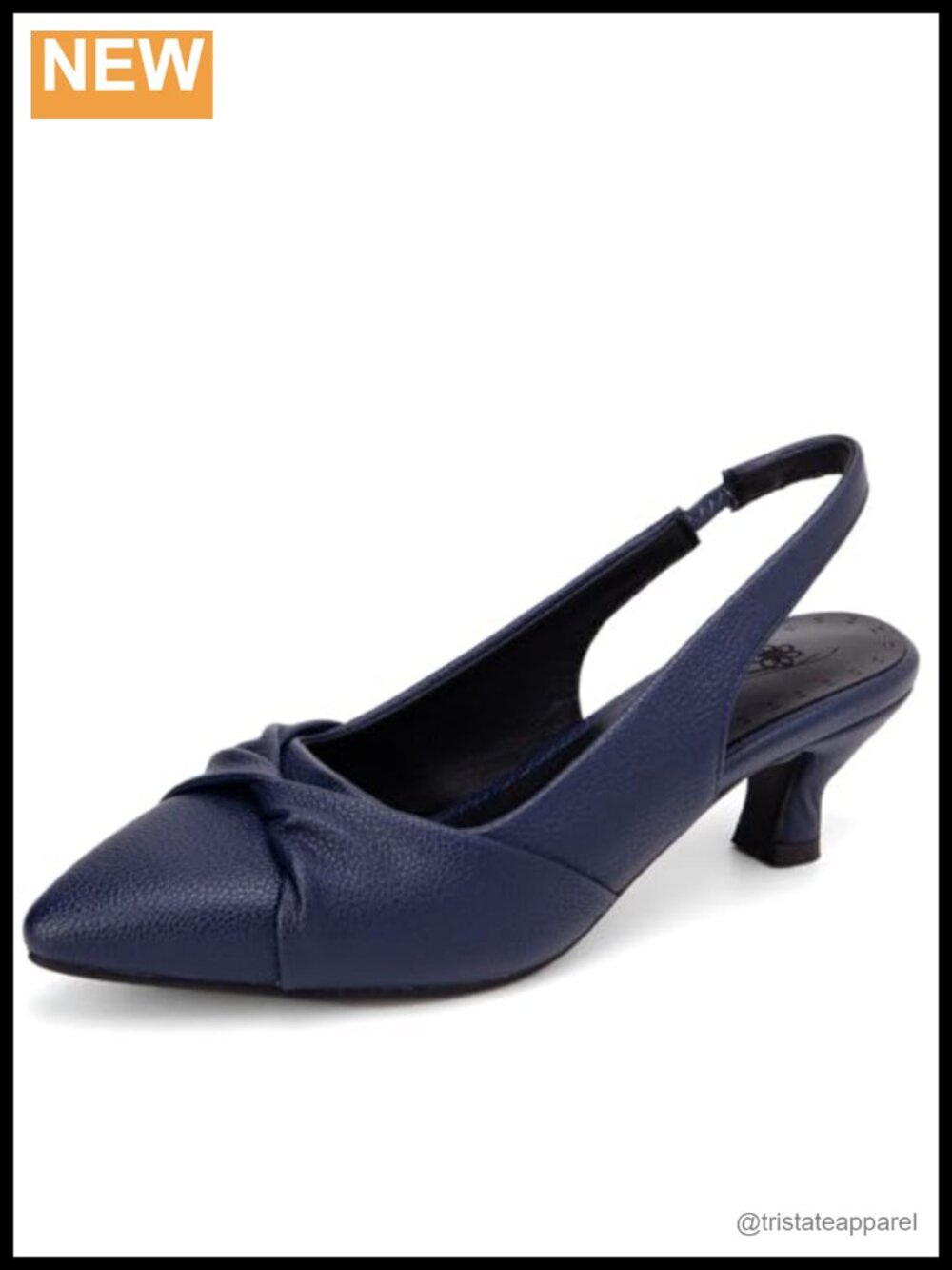 Faux Leather Kitten Heel Slingback Pointed Toe Pumps Comfortable Business Casual